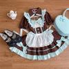 [SDSXZWG] Maid Lolita Kleid Set, Kurzarm, Abnehmbarer Kragen, Hohe Taille, Schlankmachendes Kostüm, Schleife, Rüschenschürze, Cosplay, Subkultur Stil, Schnitt