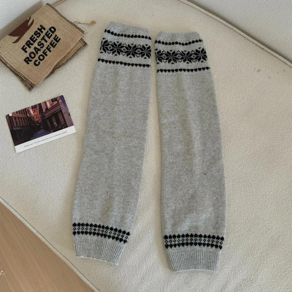 30% Wool Leg Warmers Women Warm Knitted Foot Cover Knee Socks Jk Lolita Girls Long Socks Stockings Leg Warmers Autumn And Winter