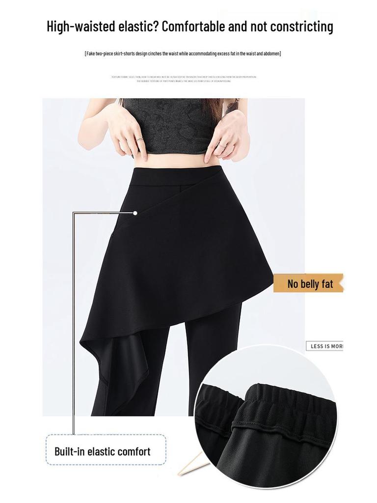 Women's 2026 Spring High-waisted Micro-flare Pants with Ribbon Detail: Slimming, Elastic, and Stylish