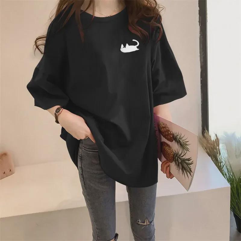 Women's Trendy Loose Round Neck Printed T-Shirt - Summer Lazy Style