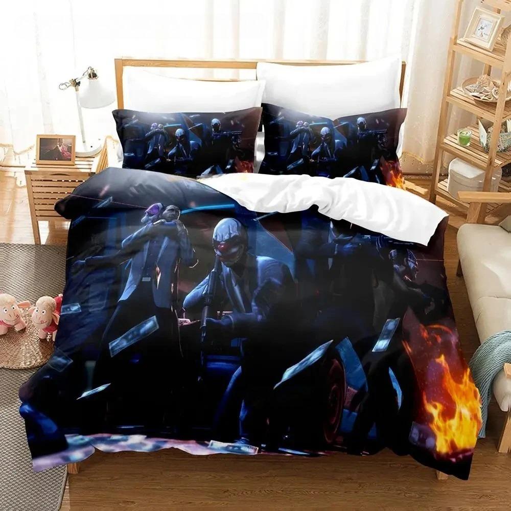 Game Payday Bedding Set Single Twin Full Queen King Size Bed Set Adult Boys Bedroom Duvet cover Sets Hip Hop Clown Anime Bed