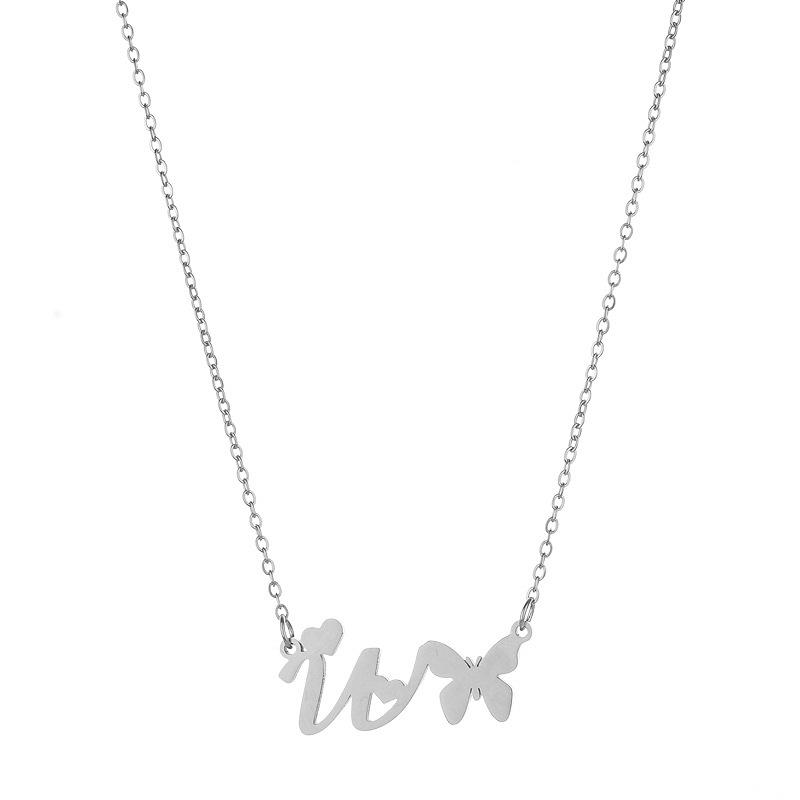 Custom 26-Letter Butterfly Pendant Necklace: Stylish European & American Design, Stainless Steel, High-End Feel