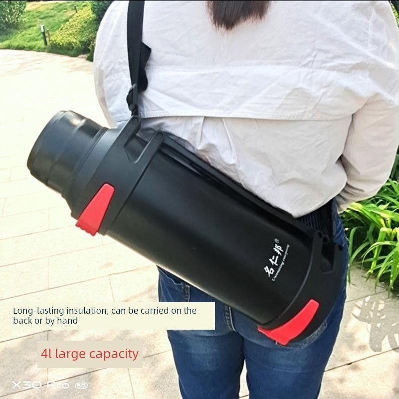 Car-Mounted Hot Water Bottle for Workers, 4000ml Ultra-Large Capacity Thermos Cup, Outdoor 304 Stainless Steel Cold-Keeping Cup for Driving