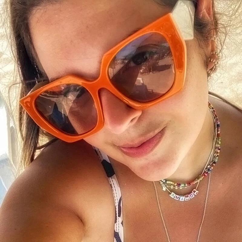Vintage Brand Designer Polygon Sunglasses Women For Men Luxury Fashion Sun Glasses Trendy Punk Ladies Orange Big Shades
