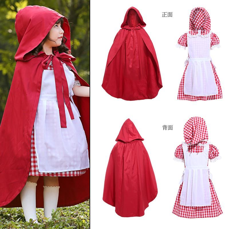 Little Red Riding Hood Costume Halloween Stage Play Outfit Parent-Child Matching Set Girls