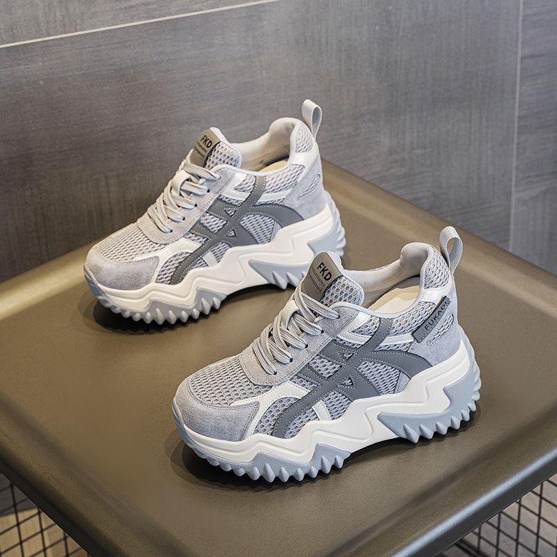 Daddy shoes 22 autumn new breathable mesh thick sole heightening casual sports shoes 35