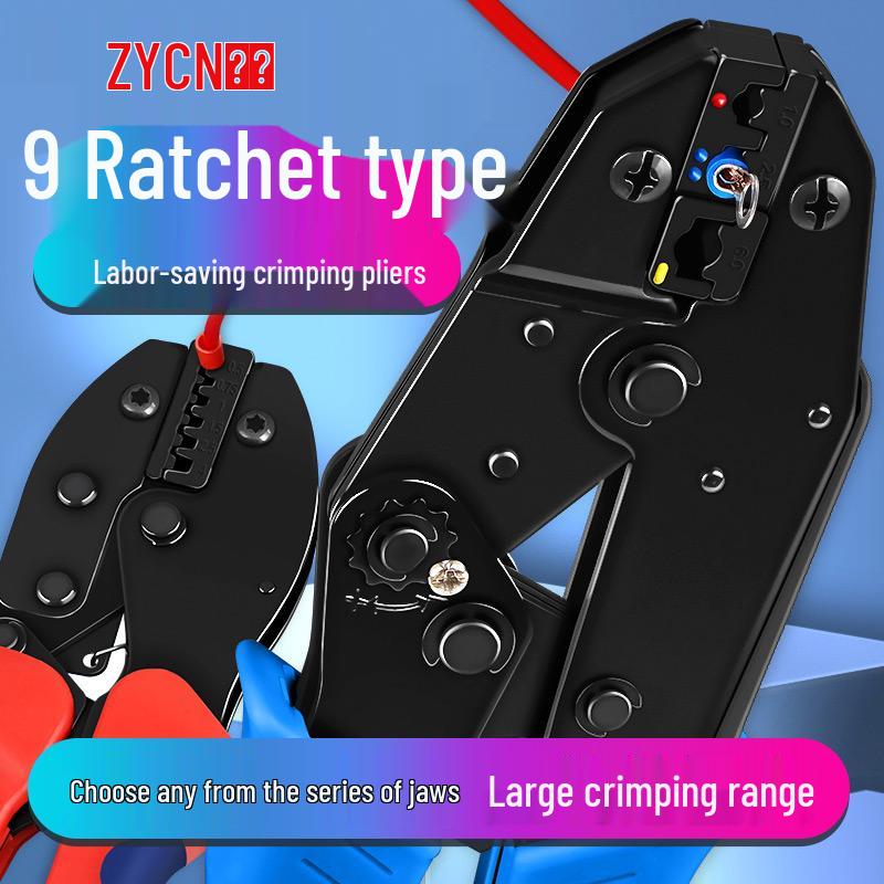 9 Ratchet Crimping Tool for Pre-insulated Tubular Pin Terminals & Wire Ferrules 11 Jaws