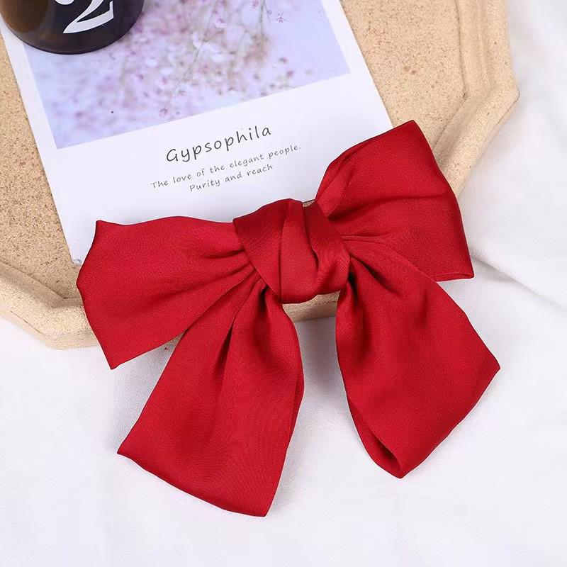 Red Bow Hair Clip Ribbon – European & American JK Style Duckbill & Spring Back Clip