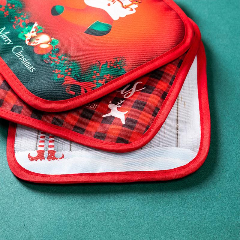 Polyester Oven Anti Scald Gloves Gift Microwave Oven Gloves Barbecue Printing Microwave Christmas Baking Heat Insulation Pad