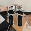 High heels women's outer wear 2025 summer new versatile niche French fashion bow thick heel slippers women's sandals