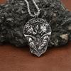 Stainless Steel Viking Double Wolf Pendant Necklace - Men's & Women's Retro Titanium Rune Ornaments