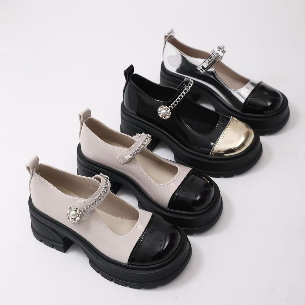 Commuting Versatile Shallow Mouth Platform Single Shoes French Small Fragrant Mary Jane 2025 Spring New Retro Small Leather Shoes