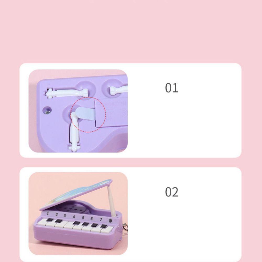 Bear Mini Electronic Piano Keychain Solid Color Musical Instrument Piano Keyring  Early Education