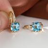 Rainbow Zircon Hoop Earrings Multicolor Crystal Square Stone Earrings Vintage Gold Color Wedding Earrings for Women Party