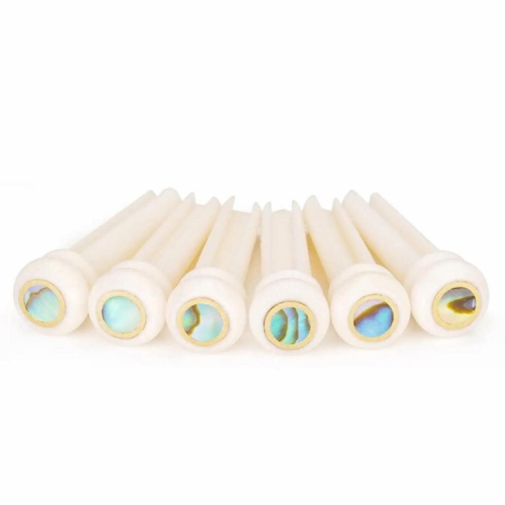 Acoustic Guitar Bridge Pins Miwayer Guitar Parts Real Bone Bridge Pegs with Shell Dot 6pcs