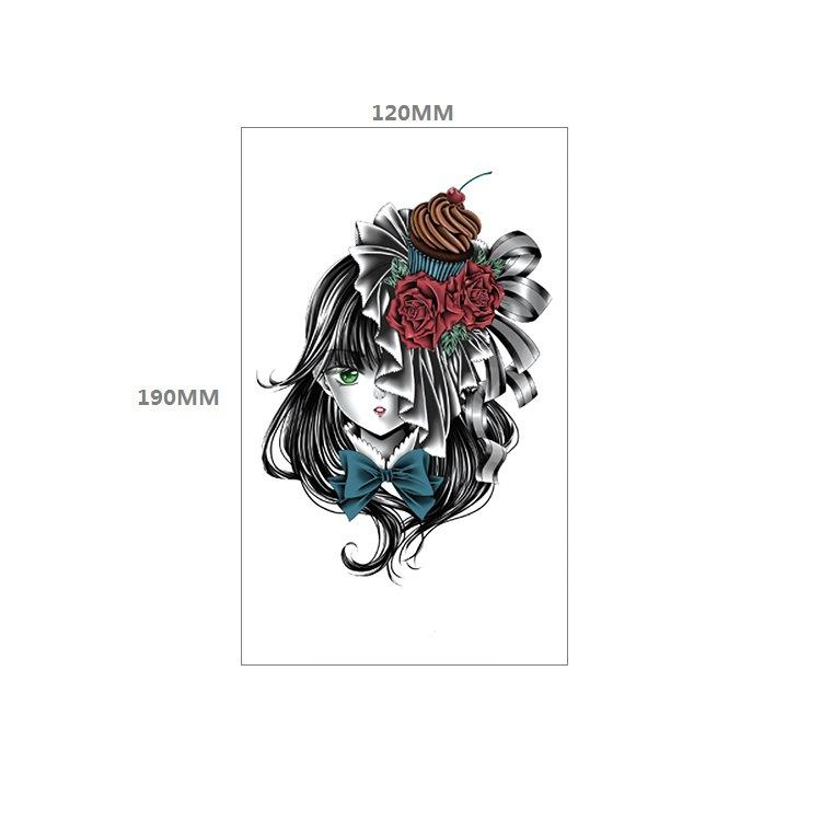 Adesivo de tatuagem de caveira, significado eterno, alerta de relógio, rosa vermelha, capa de peito de pistola, adesivo de transferência de água