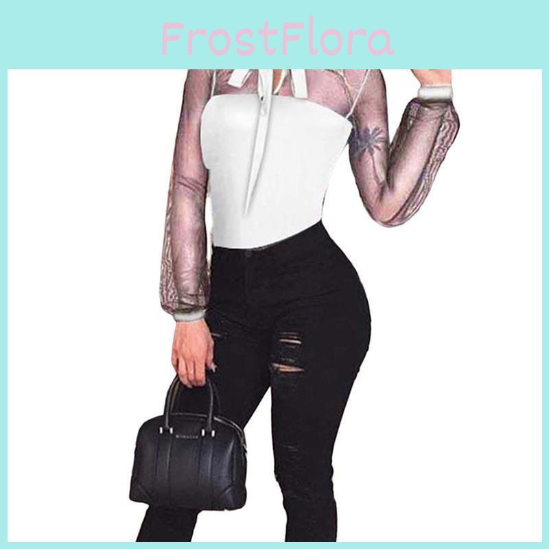 Women Sleeve Long Sexy Stretch Bodycon Bodysuit Tops Casual Leotard Shirt Plain
