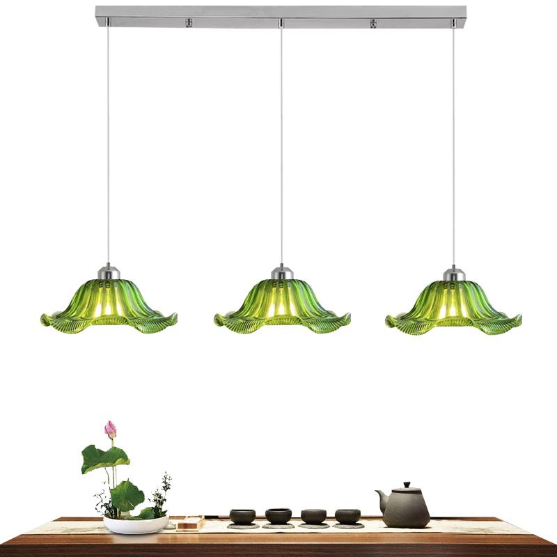 Green Glass Pendant Lamp Retro Drifting Window Bedhead Clothing Store Bar Creative LED Chandelier Home Decor Light Hanging Room