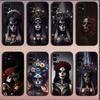 C-Catrina Rose Girl Skull Phone Case For Samsung S25,S24,S21,S22,S23,S30,Ultra,S20,Plus,Fe,Lite,Note,10,9,5G Black Soft Cover