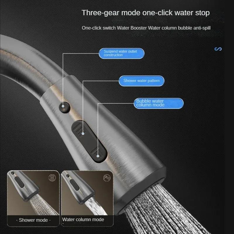 Pull Kitchen Faucet Cold and Hot Water Dual Purpose Splash Proof Faucet Fast Heating Household Wash Basin Faucet