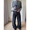 Men's Classic Double-Pleat Wide Leg Trousers - Spring/Autumn Collection with High-End Draping and Curved Loose Fit