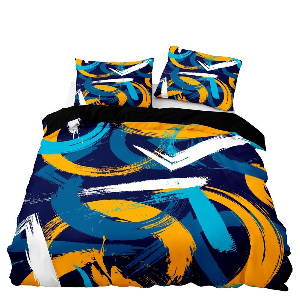 Copripiumino Astratto Matrimoniale/Queen Size Moderno Gotico Semplici Tratti Viso Set Biancheria da Letto Arte Astratta 2/3 Pezzi Copripiumino in Poliestere