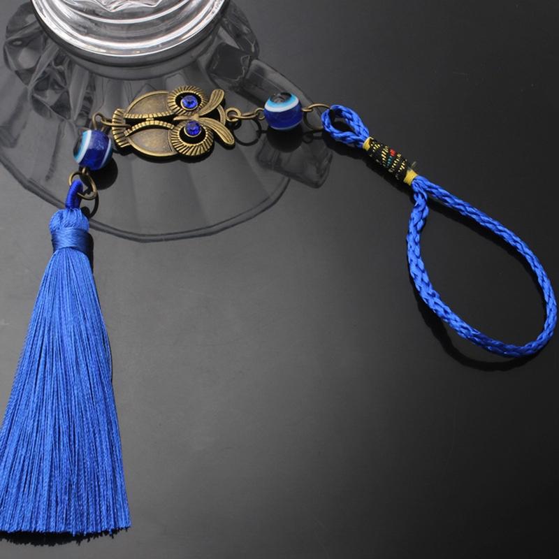Turkish Blue Evil Eye Amulets Wall Hanging Pendant Home Decor Owl Tassel Ornament Home Car Protection
