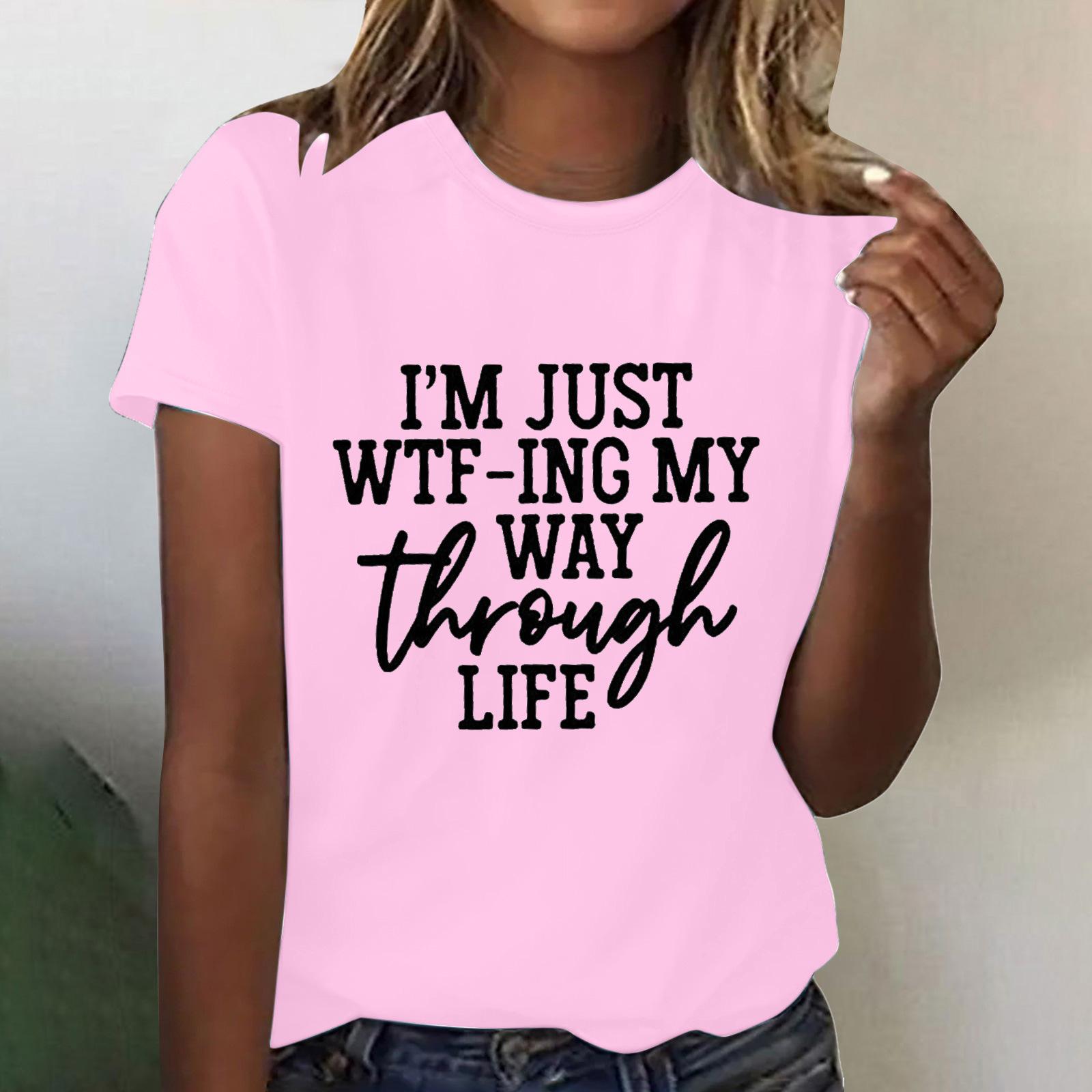 

Я просто Wtf Ing в моем письме Свободная футболка с коротким рукавом и круглым вырезом Женская повседневная цифровая 3D футболка 6XL