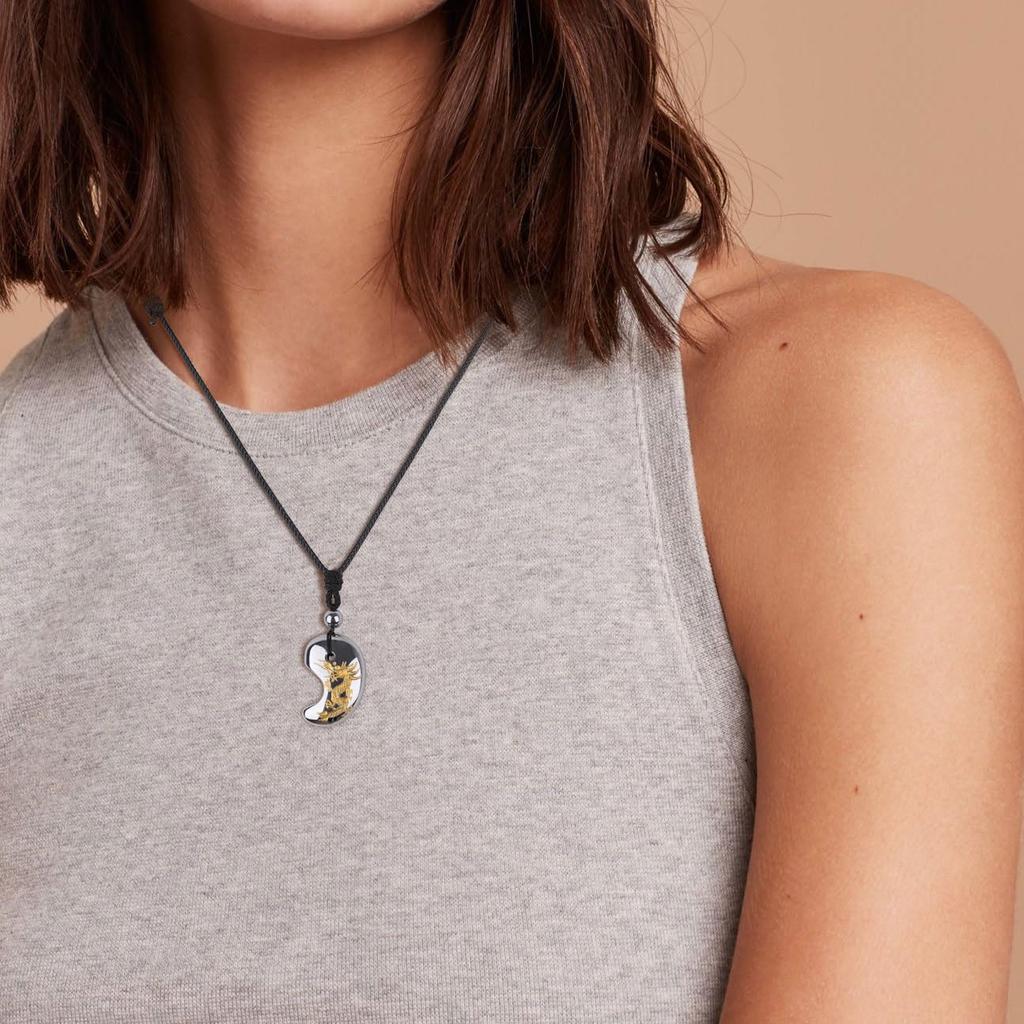 Koai Terahertz Ore Dragon Carved Magatama Necklace, Adjustable Length, for Men and Women