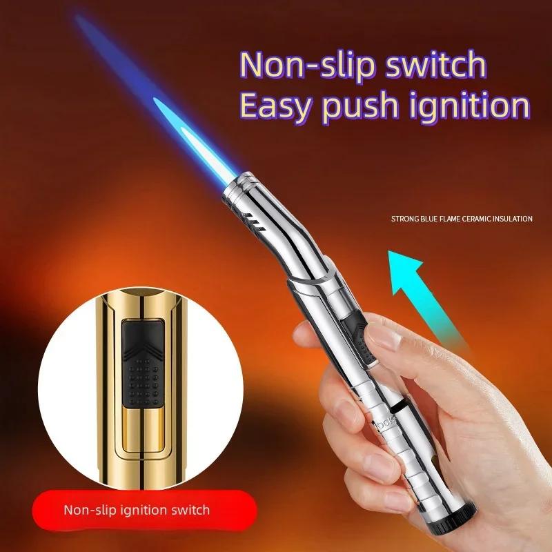 Handheld Creative Flamethrower Igniter Windproof Direct Flush Flame Gas Lighter Visible Gas Chamber Men's Smoking Accessories
