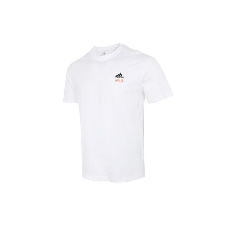 Adidas T Shirts Unisex White Crew Neck Moderate Straight Fit GN7335
