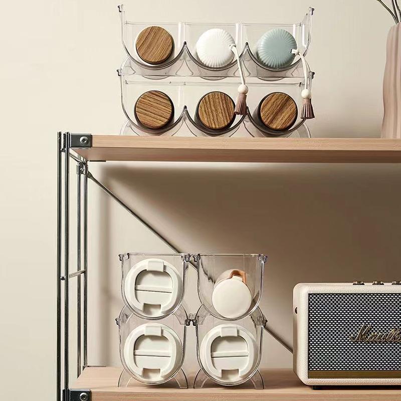 Vícevrstvý stohovatelný držák na termosku Kuchyňský stojan na ukládání hrnků na vodu Úložná police Stojan na vystavení lahví s vodou