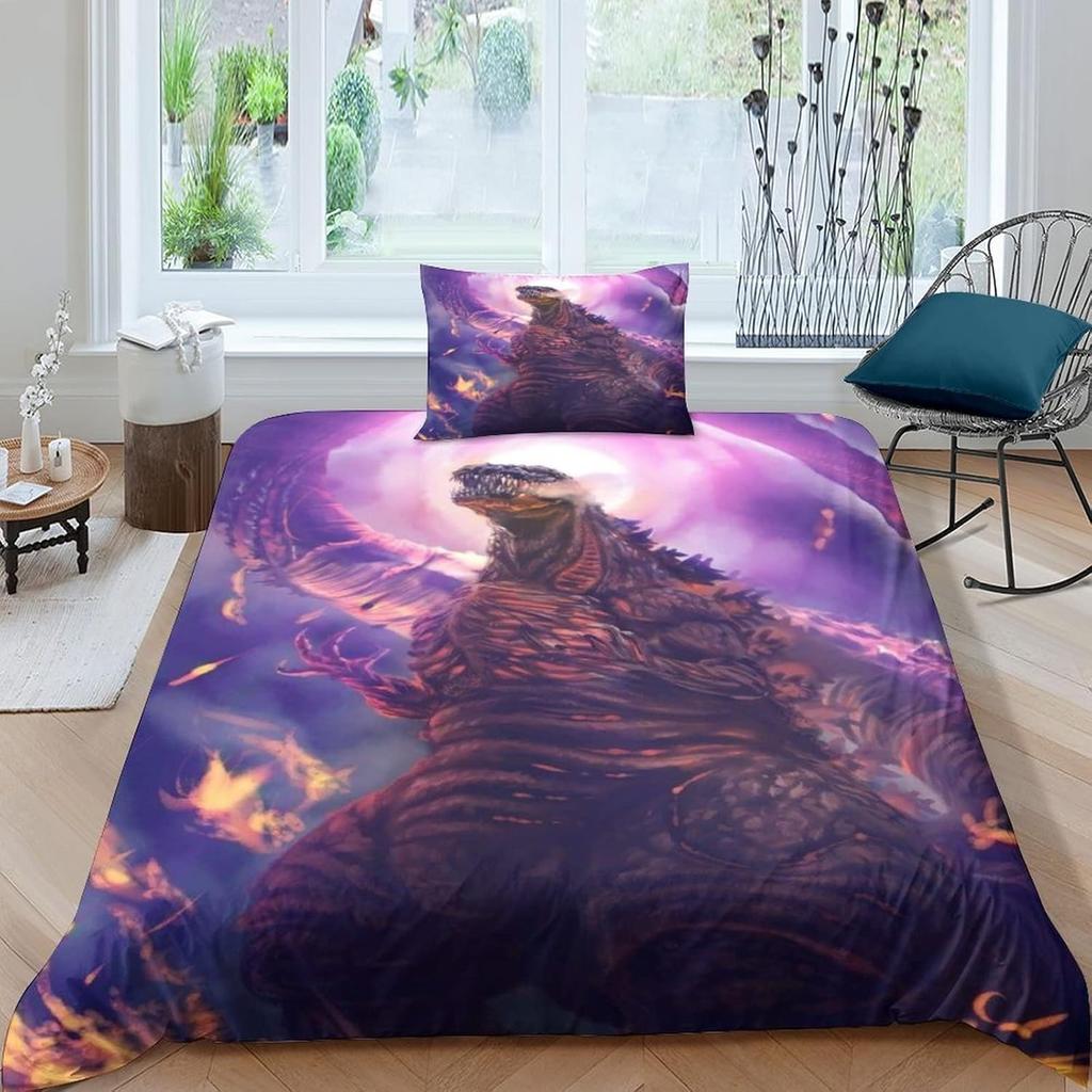 Monsters Inc Sullivan 3D Printed Bedding Set With Pillowcase,Duvet Cover With Zipper Closure,Soft Microfiber Quilt Cover Single