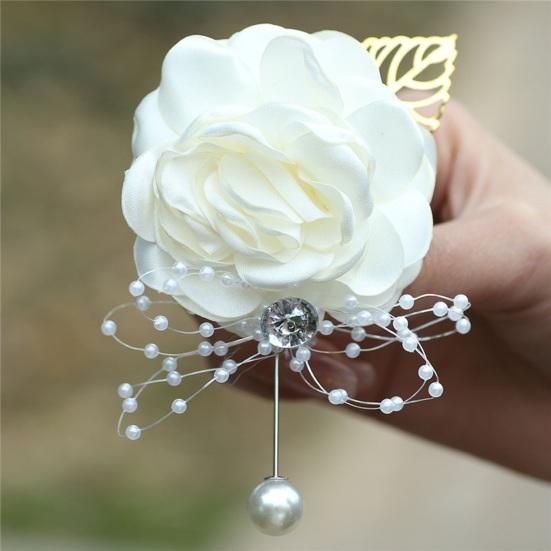 Yousheng Rose Wrist Corsage Boutonniere Fine Workmanship Rhinestone Corsage Elegant Wedding Flower Accessories