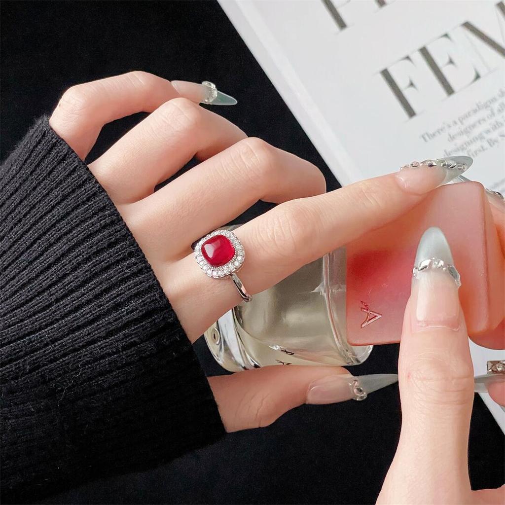 Blumenperlenring Mikroeinlage Zirkon Nischen-Design Leichter Luxus Hochwertiger Ring Offener Zeigefingerring