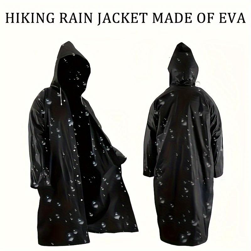 Black Waterproof Raincoat with Hood - Perfect for Hiking, Travel, Fishing & Climbing | Hand Washable EVA Material | Mid-Length