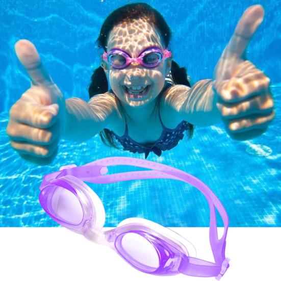 Swimming Goggles Water-Resistant Adjustable Impact-Resistant UV Protection with Elastic Strap Swimming Eyewear Glasses with High Clarity Lens for Kids