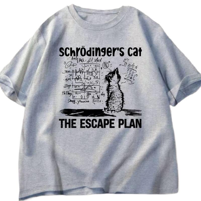 Schrodinger Cat T-shirt Physics Quantum Mechanics Creative Print Tshirt Short-sleeved T Shirt Science Men Women Clothes