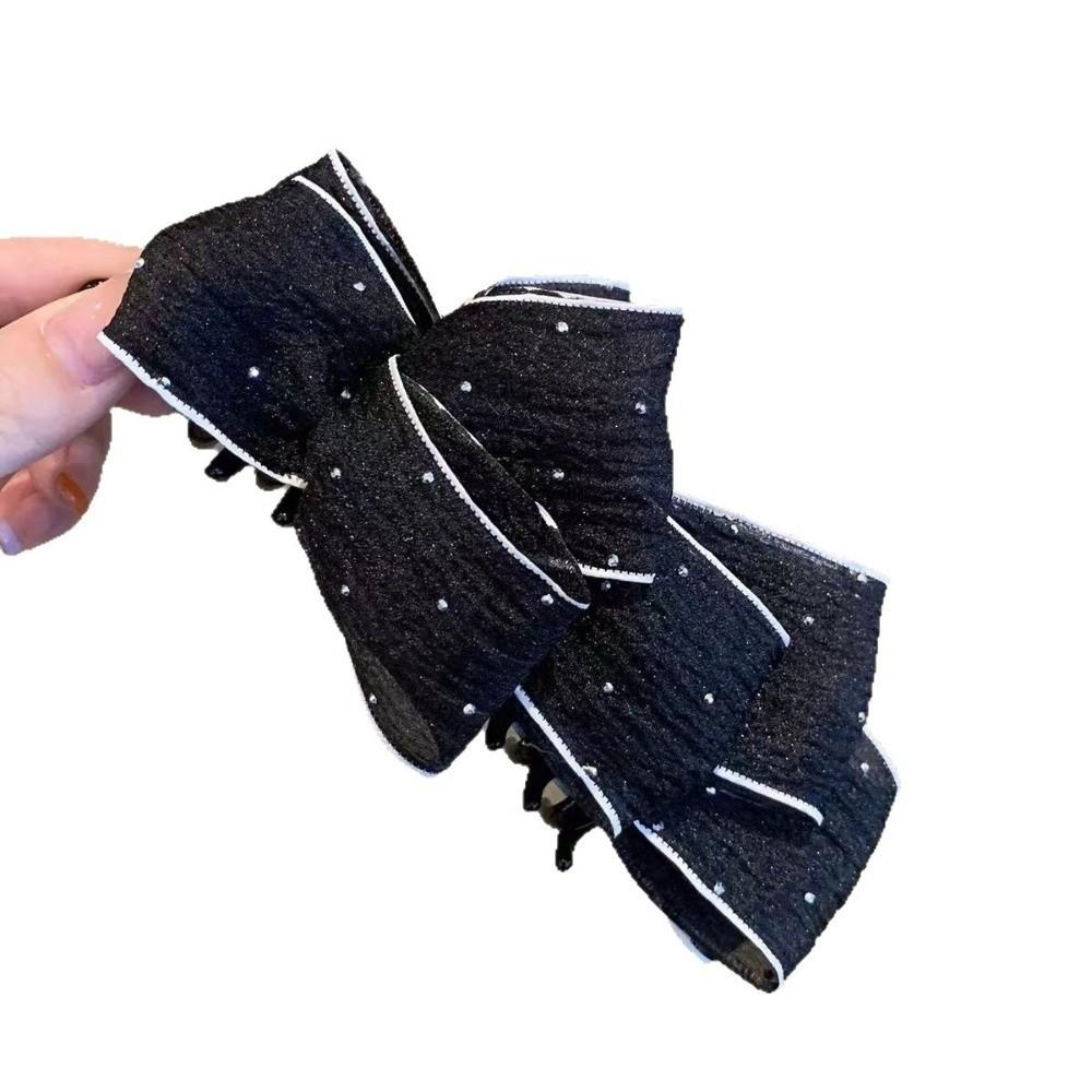 Mesh Tulle Bow Banana Clip Sweet Cute Bow Ponytail Clip Bowknot Hair Clip  Women Hair Accessories