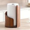 Mountain Paper Towel Holder Countertop with Wood Round Base And Iron Holder One-Hand Tearing Wood Paper Towel Holder for Kitchen Dining Room