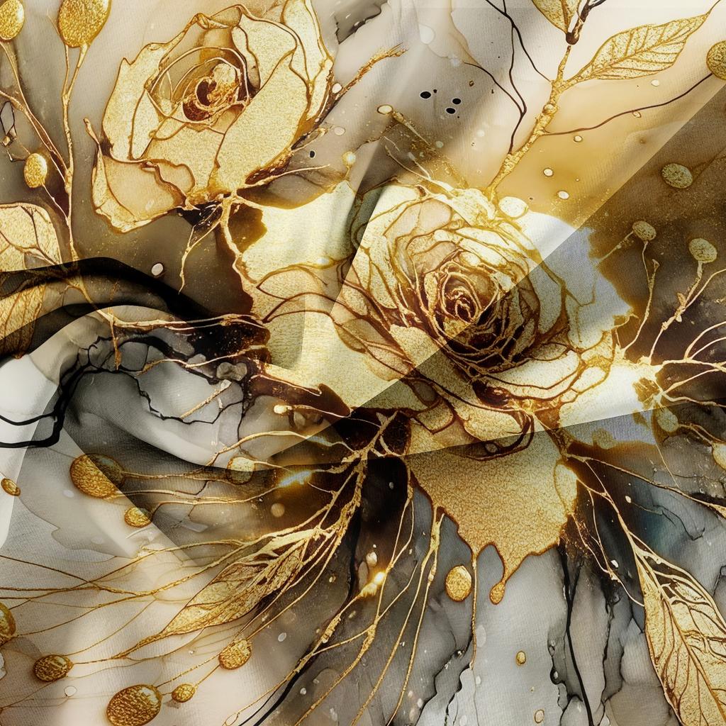 3Pcs Golden Rose Bedding Set, Gold Marble Floral Print Duvet Cover Set, For Family Bedrooms Dormitories Hotels,