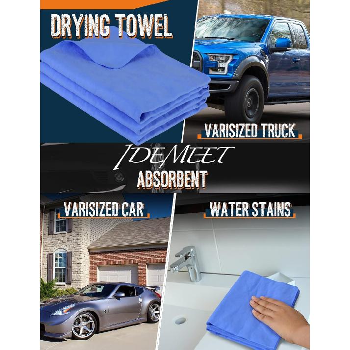 Premium Absorbent Car Drying Chamois Cloth Shammy Towel, 26''X17'' Large, Reusable For Vehicle, Bathroom, Dust Remove, No Spots/Streak/Scratch, Blue