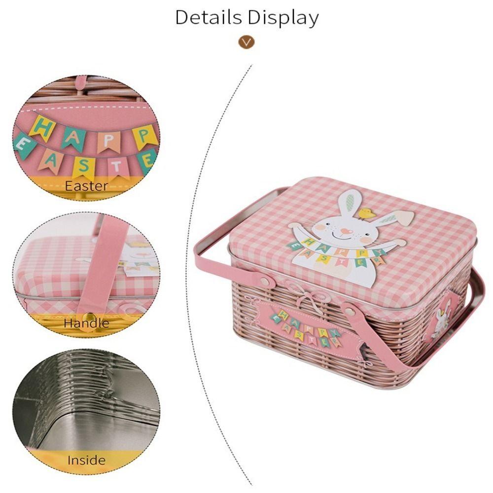 Sealing Easter Metal Tin Box Large Cookie Biscuit Tin Box Multi-functional Snack Storage Box  Party