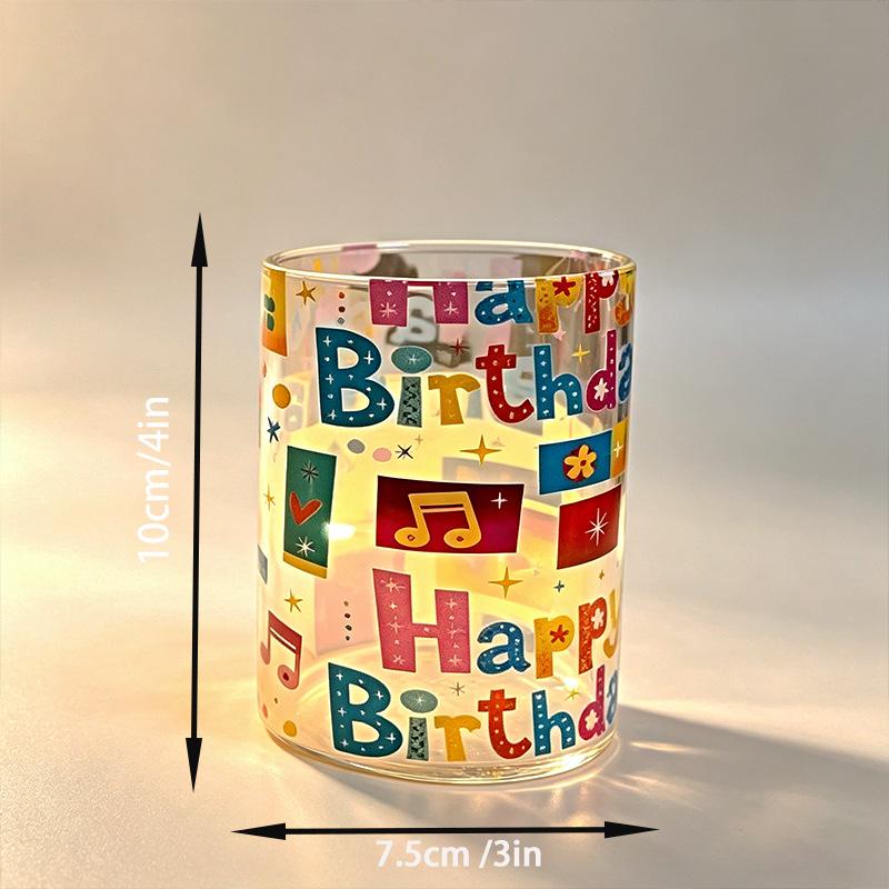 Print new HAPPY replaceable pattern luminous ornament candle 7.5 electronic candle