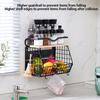 Iron Basket With Hooks For Kitchen Organization Heavy Duty Wall Basket With Wood Lid Kitchen Storage