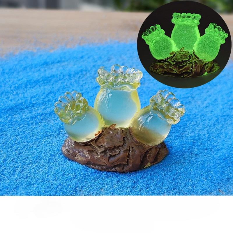 9 Stück/Set Harz Leuchtende Simulation Korallenmodell Aquarium Fischbecken Meeresleuchtendes Korallenriff Schmuck Wasserpflanzen Verzierung