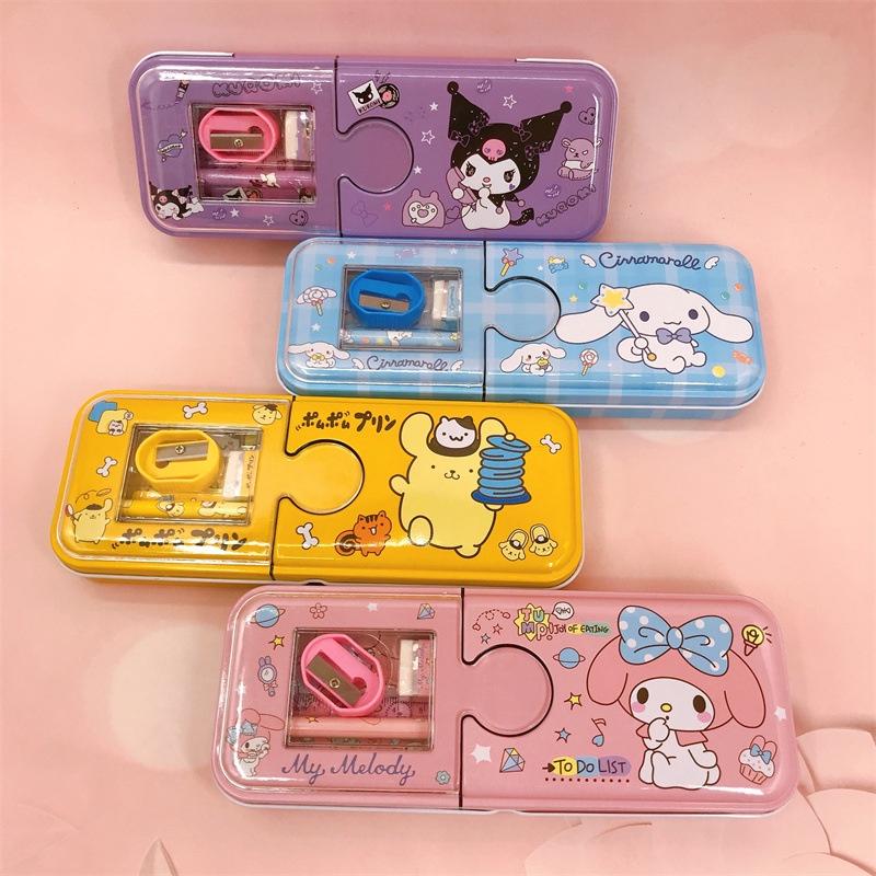Creative Pencil Case Kit For Elementary Students Cartoon Iron Box With Complete Stationery Set