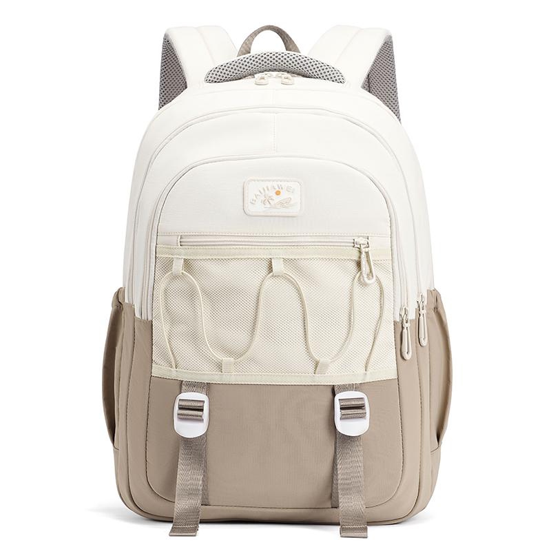 Middle School Student Schoolbag Color Block Women's Large Capacity Waterproof Lightweight Backpack