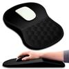 East Leaf Mouse Pad with Integrated Wrist Rest, Lycra Fabric, 3D Honeycomb Cushion, Non-Slip PU Base, Large Size, Ergonomic Design (Black)