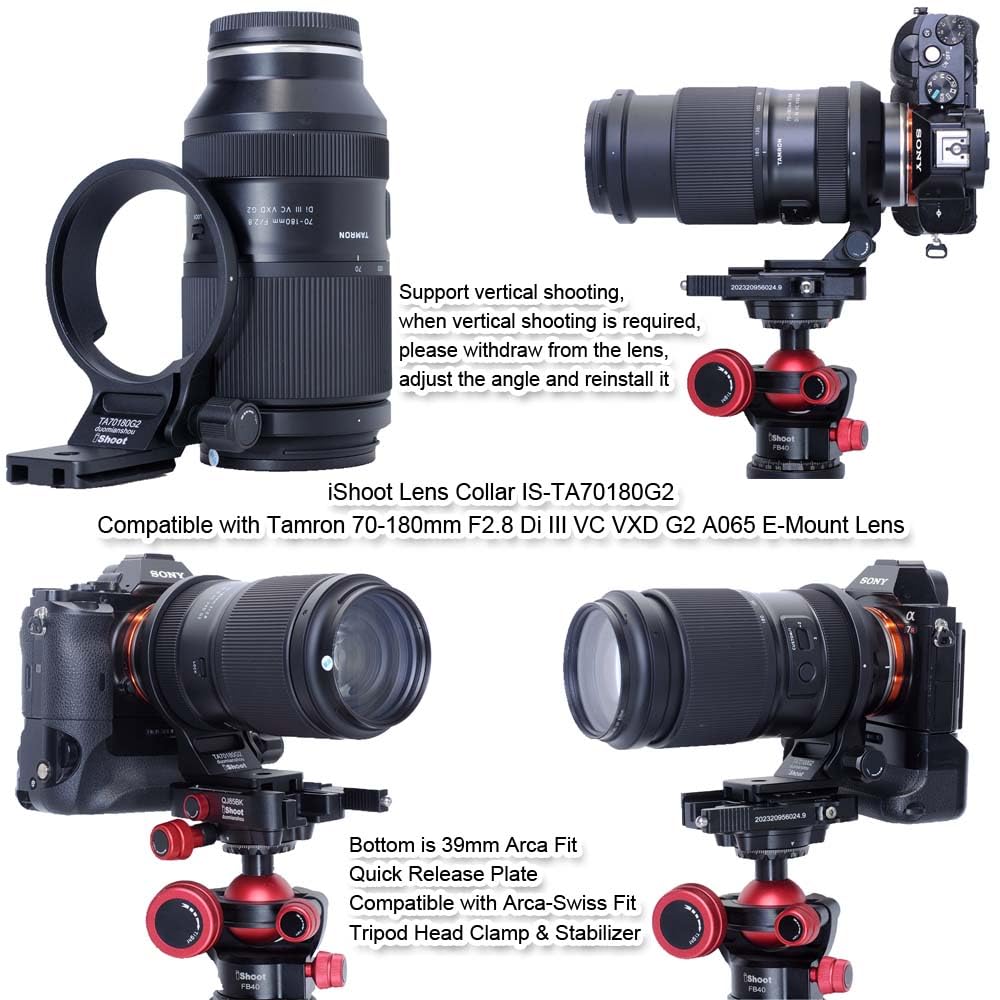 iShoot Metal Lens Ring Tripod Camera Lens Support Lens Bracket Tripod Tripod Mount Compatible with Tamron Di III VC VXD G2 A065 Fit Tripod Ball Head